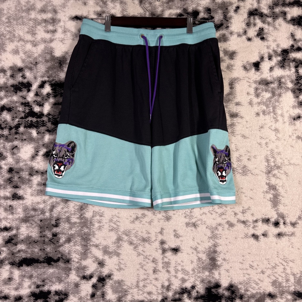 Puma Claw Pack Shorts Mens Size‎ Large Black Teal Embroidered Active Y2k Street